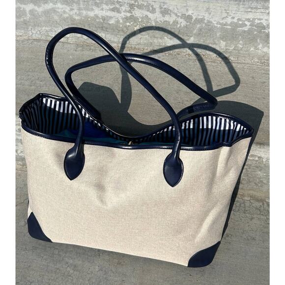 Carryall Beige Brown Shopper Tote Bag - Picture 4 of 4